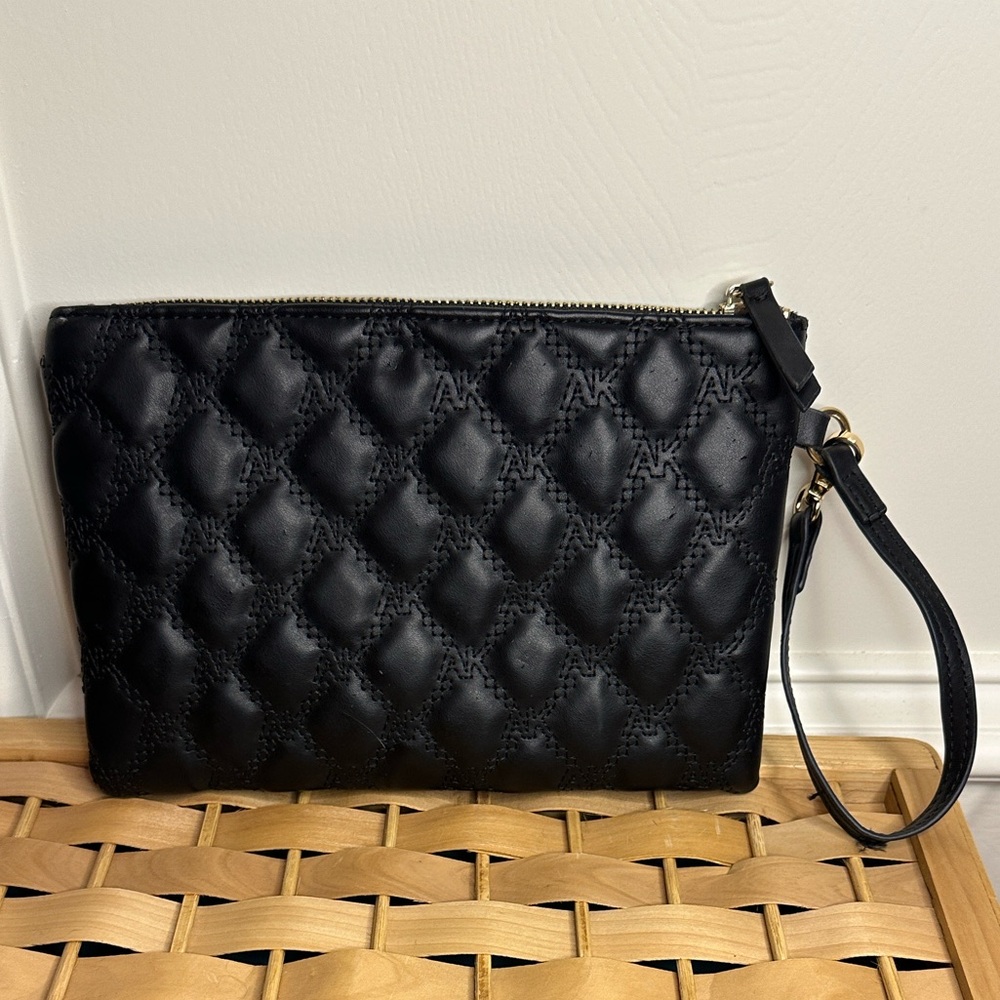 Anne Klein Black Quilted Mob Wife Biker Girl Twee Wristlet